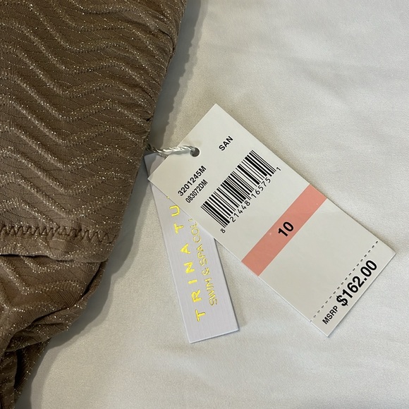 Trina Turk EMPIRE BANDEAU ONE PIECE in Sandstone Shine Size 10 NWT - Picture 7 of 10